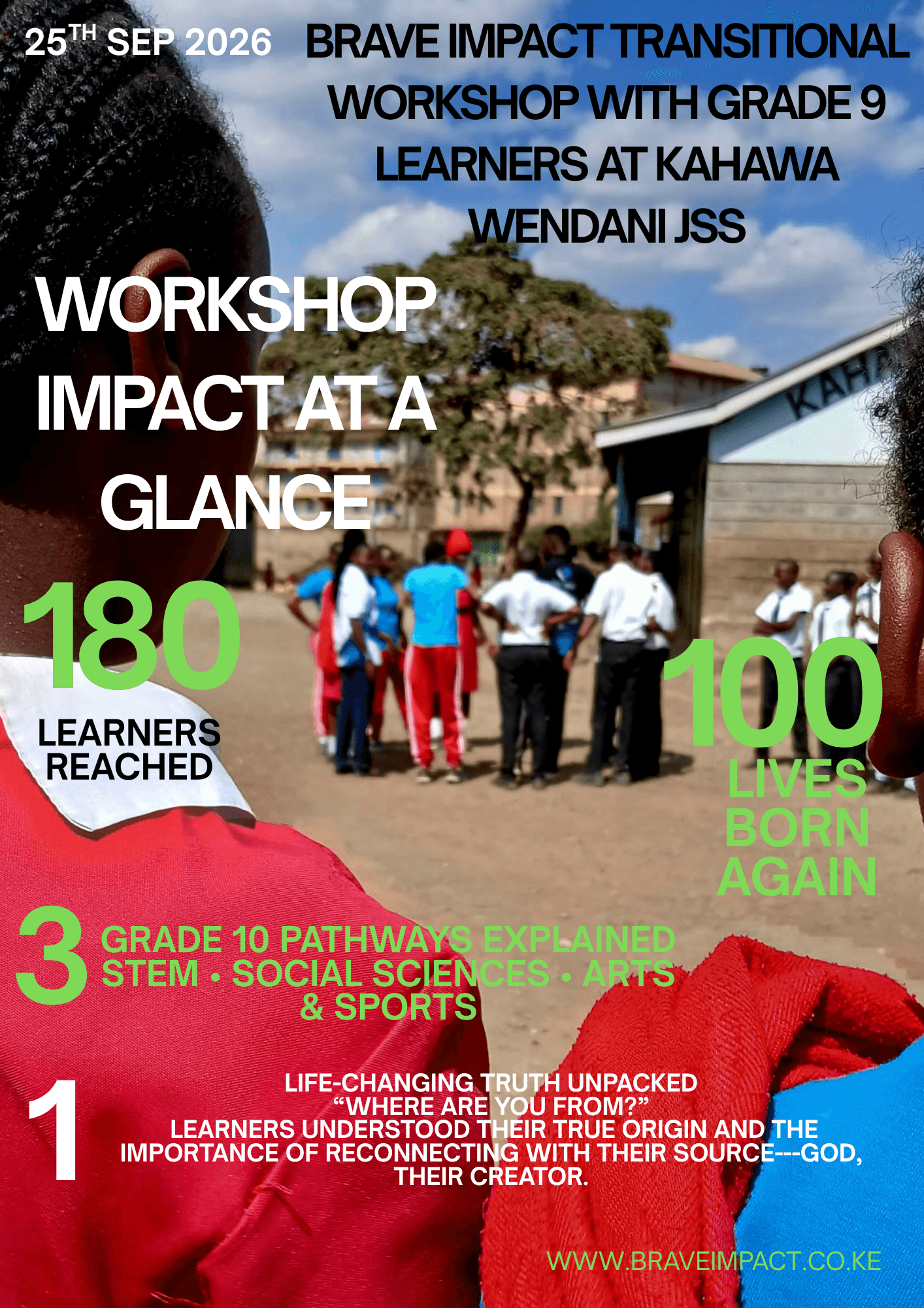 Brave Impact transitional workshop with 180 grade 9 learners at Kahawa Wendani JSS - Story cover image